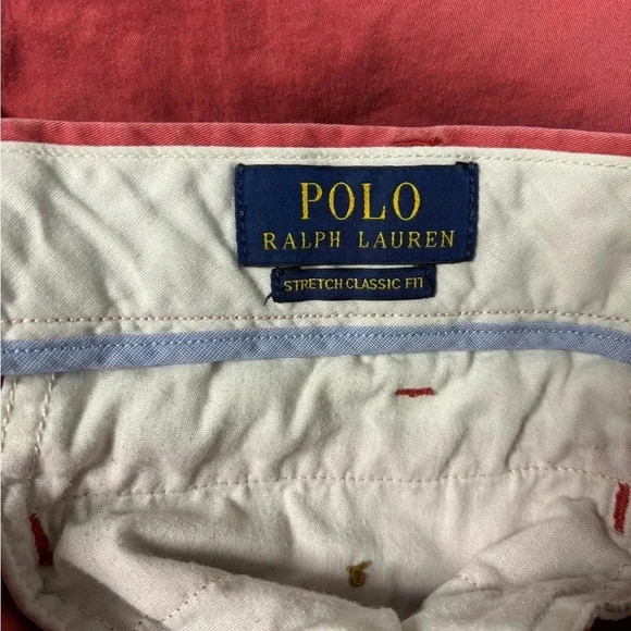 POLO Ralph Lauren Classic Fit Chino Shorts Size 34 FADED Pink Stretch Distressed - Picture 6 of 9